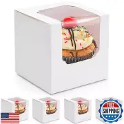 VGOODALL 20PCS White Cupcake Boxes, 3.5"x3.5"x3.5" Individual Cupcake Contain