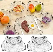 6Pcs Collapsible Bowl Plate Cup Set Portable Camping Tableware with Snap Fastener Smooth Surface Folding Plate Set Versatile Plates Bowls Cups for Outdoor Camping Hiking Picnic