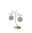 HomeRoots 468762 17 in. Crystal Floral Metal Table Lamp, Rose Gold