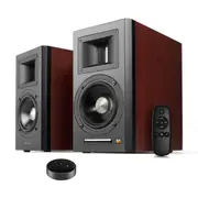 Airpulse A100 Active Wireless Speakers and WiiM Mini (Cherry Wood)