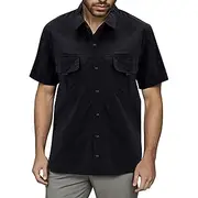 [Generic] Sequin Dress Shirt for Men Lapel Short Sleeve Button Down Sparkle Summer Loose Fit Party Nightclub Cosplay Top