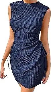 [Generic] Women's Summer Dresses 2025 Beach Casual Crewneck Loose Sundress Ribbed Cut Out Mini Dress