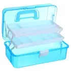 12" Three-Layer Art Storage Box, Multifunctional Tool Case with Handle, Blue