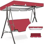 Outdoor Swing Canopy Replacement Cover & Swing Cushion Cover 3 Seater,Waterproof Garden Seater Sun Shade Porch Hammock Garden Swing Canopy Replacement, Blue,164x114x15cm/65x4