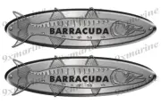 Big Barracuda Old Style Boat Stickers Brushed Metal Look - 16" long