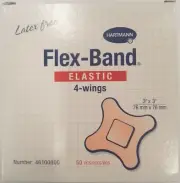 *50-Pieces* Hartmann Flex-Band Adhesive Bandages 4-Wings 3"x3" Sterile 46100000