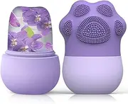 Facial Ice Roller Set with Silicone Paw Massager, Purple, Reusable Ice Mould for Face and Eyes (Purple)