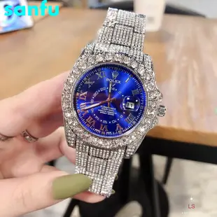 Rolex 勞力士男錶 滿天星全鑲鑽款女錶 日誌系列腕錶 石英機芯手錶 高端商務錶 土豪金手錶 精品錶