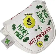 [Foretra] Putt for Dough - Money Maker White Golf Putter Headcover Quality PU Leather Magnetic Closure for Mallet Style Putters Scotty Cameron Odyssey Taylormade Ping