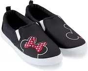 [Disney] Ladies Mickey and Minnie Shoes - Ladies Classic Mickey and Minnie Mouse Slip On Sneakers Mickey and Minnie Mouse Canvas Slip On Sneakers