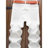 在飛比找ETMall東森購物網優惠-白色修身男款休閑夏季牛仔褲