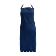 Annabel Trends Scallop Edge Stonewashed Apron Kitchen Cooking 92x65cm Navy