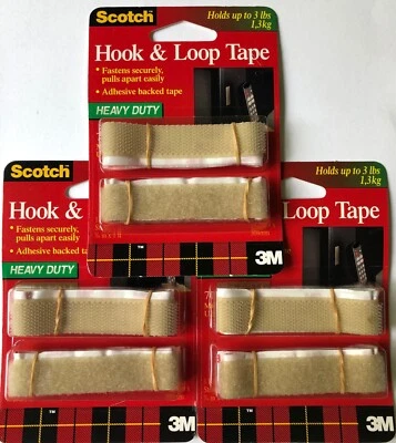 3M Scotch Reclosable Heavy Duty Hook & Loop Tape - Cat70 - Lot of 3 -NEW
