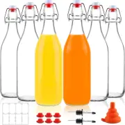 6 Pack 1 Liter Swing Top Glass Bottles, 33Oz Flip Top Brewing Bottles with Airti