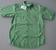 NWT Cabela’s Men Size M Green Soft Canvas Trail Short Sleeve Shirt Button Down