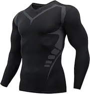 [Generic] Mens Compression Shirts Long Sleeve Athletic Quick-Drying T Shirts Sports Fitness Shirt for Running Workout