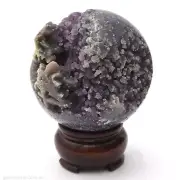 Sphere 65mm Grape Agate 330g Gemstone Crystal Ball Natural Mineral Inc Stand
