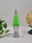 Lava Original Lamp - 37CM Sliver Base /Glitter Green Genie - Green Liquid