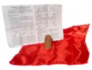 MAGIC RUBBER THUMB TIP + 9" RED SILK Vanishing Appearing Hanky Trick Fake Finger