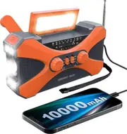 10000mah Emergency Radio, Solar Hand Crank Radio, Portable Am/fm/noaa Weather Radio With Phone Charg Orange