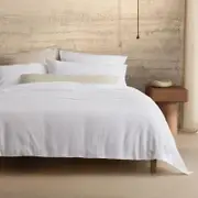 Sheridan Otis Herringbone Cotton Linen Quilt Cover Set White (Queen, King)