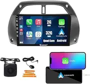 Kunfine Car CarPlay Android Auto Navigation Stereo GPS Radio Reverse Camera Display 9" IPS Touchscreen Headunit Tablet Pad Media Player for Toyota Rav4 2001-2006, if Applicable Quad Core 2G+32G