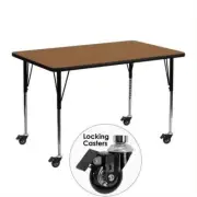 Bowery Hill 31" x 24" Thermal Fused Top Mobile Activity Table in Oak