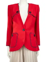 Vintage Red Contrast Trim Blazer