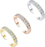 [Generic] 3 PCS Toe Rings for Women, Adjustable Hypoallergenic Band Ring,Silver/Rose Gold/Gold Toe Rings Set Beach Foot Jewelry for Summer,Stylish Open Toe Fingers Joint Tail Rings, Copper, No Gemstone