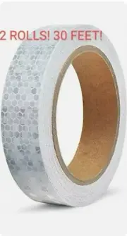 (2x ROLLS) High visibility reflective tape 1” wide x 15 Ft long for trailer Car