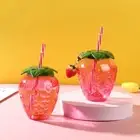Coffee Drinking Water Bottle Strawberry Straw Cup With Lid Cartoon Drinkware