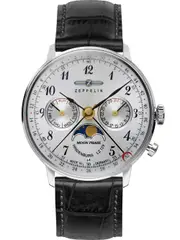 Zeppelin 70371 Silver Dial Black Leather Womens Watch