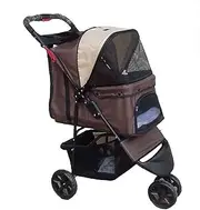 pet Stroller Strollers Carrier Split Type Pet Stroller Pet Bag Cat and Dog Stroller Dog Multifunctional Medium-Sized Dog Pet Stroller (Color : Brown)