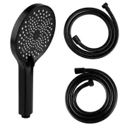 ACA Round BLACK Hand Held Shower Rose 3-MODE Spray Head 1.5m SUS / PVC Hose WELS