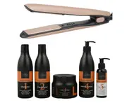 Cabello Silk Smooth Styler (Gold) + Cabello Complete Hair Care Treatment 'Keep Me Hot' - Combo