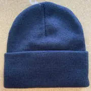 UO Urban Outfitters Beanie Plain Cuffed Solid Knit BlackWinter Cap Hat Ski Blank