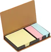 uxcell Leather Sticky Notes Holder, Post Notes Holder Storage Box Desktop Mini Case Business Card Holder Memo Pad Organizer for Desk Home Office Books Notebook, Yellow
