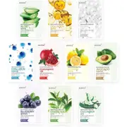 [PACK OF 10] EUNYUL Natural Sheet Mask Pack 10 types Korean Skincare Facial Mask Pack Aleo, Collagen, Pearl, Hyaluron, Avocado, Pomegranate, Vitamin, Blueberry, Green Tea, Cucumber Facial Sheet Mask