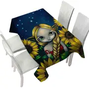 Cool Zodiac Art Leo Sunflower Night Elf Girl Tablecloth