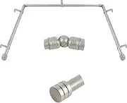 Silver Bay Window Curtain Rods, HOTOZON Heavy Duty Curtain Rods for Bay Windows 48-84 Inch(Center Rod), 32-58 Inch Side Rods for Windows, Antique Silver, Decorative Drapery Rods with End Cap Finials