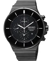 在飛比找Yahoo!奇摩拍賣優惠-SEIKO CS 黑潮時尚三眼計時腕錶-黑鋼 7T92-0N