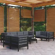 9 Piece Garden Lounge Set with Cushions Solid Pinewood vidaXL