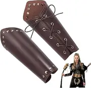 [Whyzsjnclg] Viking Costume Men, 2Pcs Leather Bracers, Retro Medieval Costume Men Leather Buckle Bracers Wrist Band
