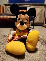 Vintage Disney Minnie Mouse Plush Hand Puppet Doll in Hawaiian Dress