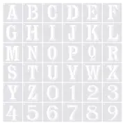 2.4 Inch Letter Number Stencils Alphabet Templates Set with Ring Shadow 3" 36pcs