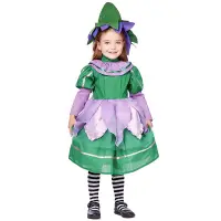 在飛比找蝦皮購物優惠-萬聖節服裝 叢林地精泡泡袖綠紫色裙花仙子精靈服多層裙襬花瓣帽