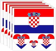 20 PCS Croatia Flag Temporary Tattoo,Croatians Banner Rectangle Heart Tattoos Decoration Decal, Waterproof Sticker for Party Parade Sport Carnival Classroom