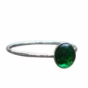 Recycled 1960s Emeral Green Beer Bottle and Sterling Silver Stacking Ring