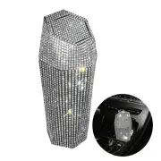 Rhinestone Car Trash Can with Lid Diamond Gardbage Container Trash Dustbin