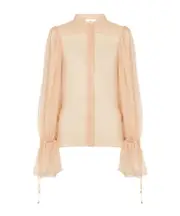 Chloé Semi-Sheer Long-Sleeved Blouse FR38 Clay pink